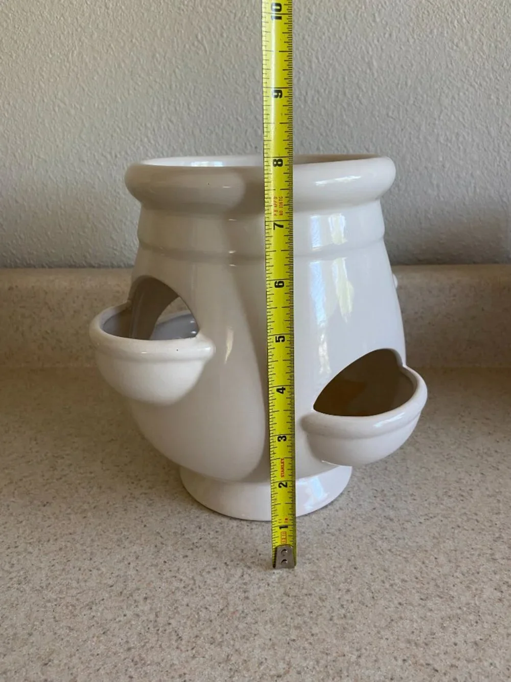 Vintage White Ceramic Strawberry Jar Planter Pocket Vase - Picture 2 of 6